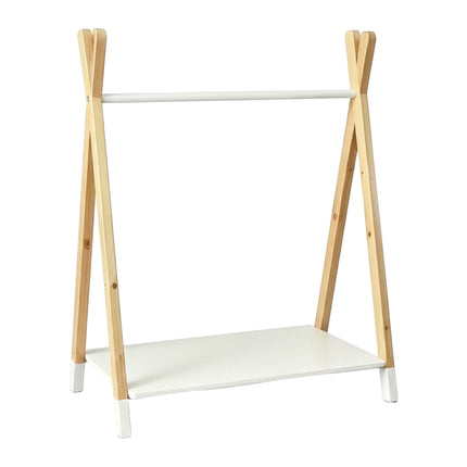 Children's Coat Rack, Pine/MDF, Natural & White, 100cm