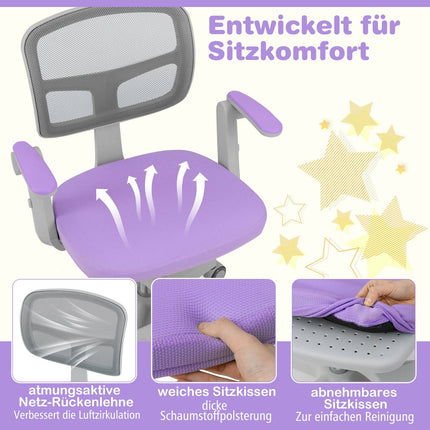 Children's Desk Chair, Adjustable Height 41-52 cm, Purple