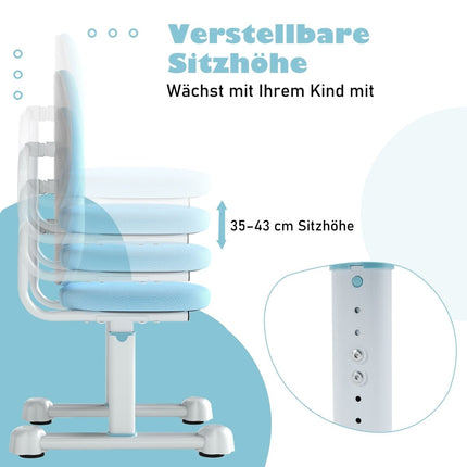 Children's Desk Chair, Adjustable Height, Ergonomic Backrest