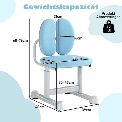 Children's Desk Chair, Adjustable Height, Ergonomic Backrest