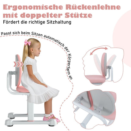 Children's Desk Chair, Adjustable Height, Pink