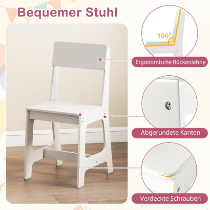 Children's Desk & Chair Set with Shelves & Drawer, White