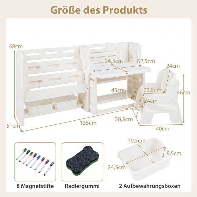 Children's Desk Set with Bookshelves and Whiteboard