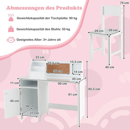 Children's Desk Set with Chair, Corkboard & Storage