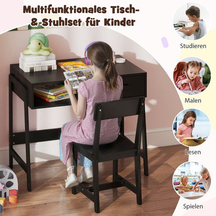Children's Desk and Chair Set with Storage, Black