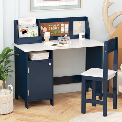 Children's Desk and Chair Set with Storage, Blue