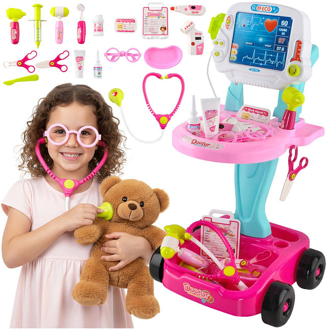 Children's Doctor Play Set with Stroller – 18 Pieces