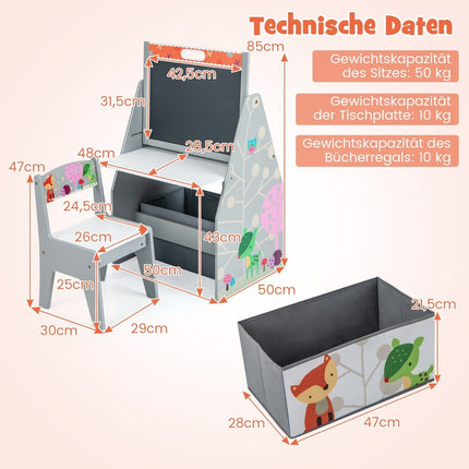 Children's Double-Sided Desk & Chair Set with Easel