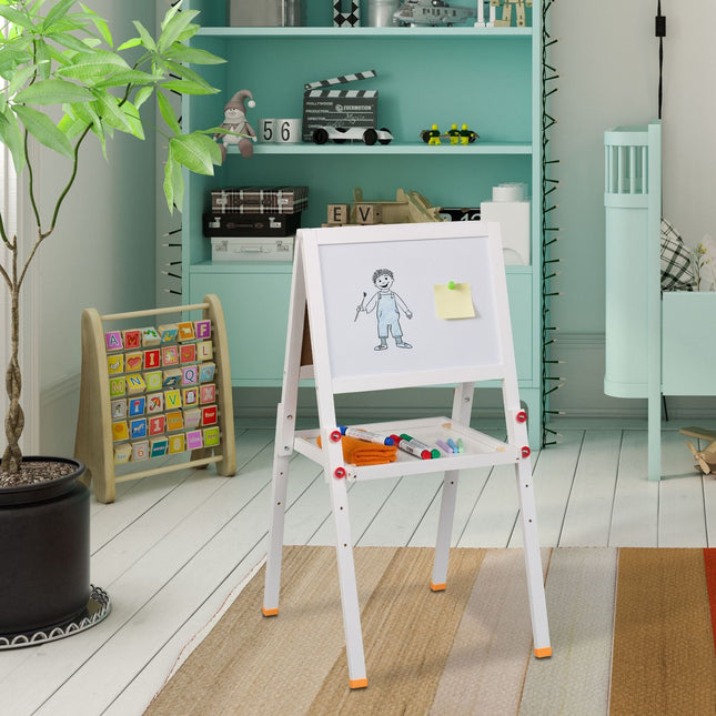 Children's Drawing Easel with Whiteboard & Chalkboard