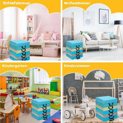 Children's Floor Cushions Set of 6 with Handle, Light Blue