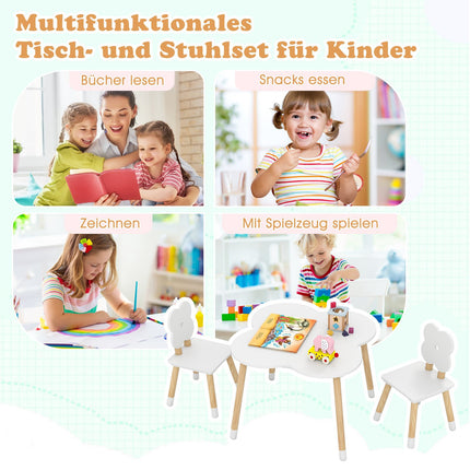 Children's Flower-Shaped Table Set with 2 Chairs, White
