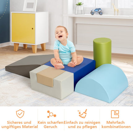 Children's Foam Building Blocks Set – 6 Pieces, Brown