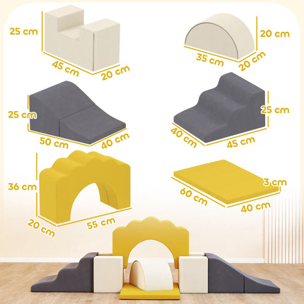 Children's Foam Play Set, 7-Piece, Yellow Velvet
