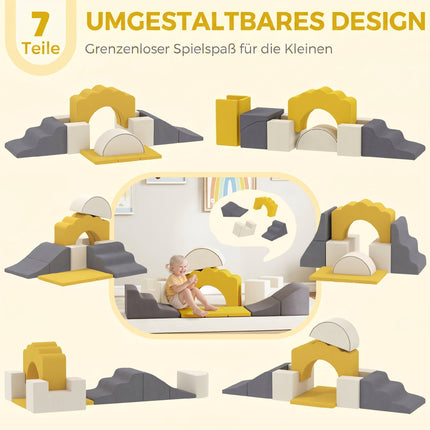 Children's Foam Play Set, 7-Piece, Yellow Velvet