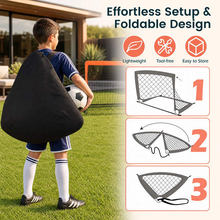 Children's Football Goals Set, 182x120 cm, Green, Foldable