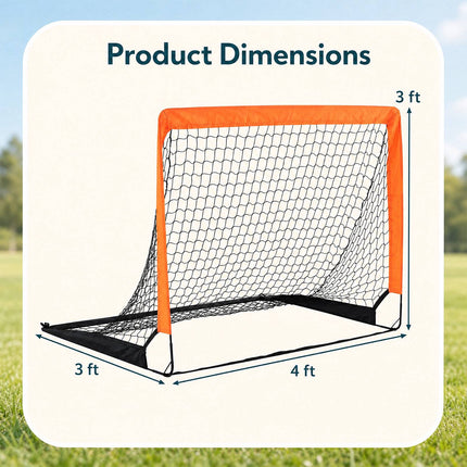 Children's Football Goals Set, Orange, 120x96 cm, Foldable
