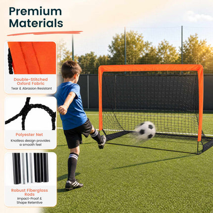 Children's Football Goals Set, Orange, 120x96 cm, Foldable