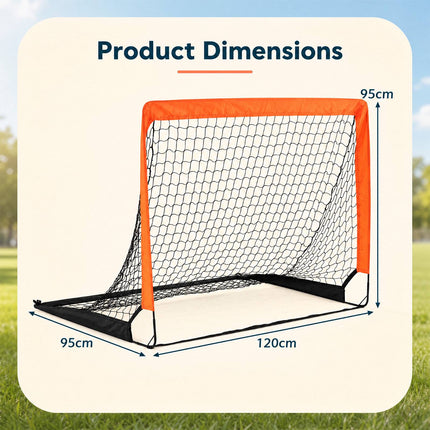 Children's Football Goals Set, Orange, 120x96 cm, Foldable