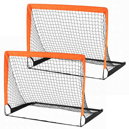 Children's Football Goals Set, Orange, 120x96 cm, Foldable