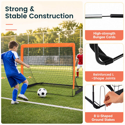 Children's Football Goals Set, Orange, 120x96 cm, Foldable