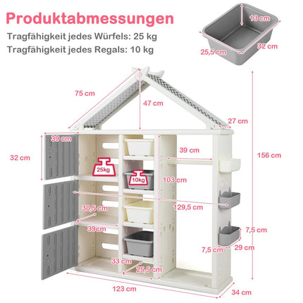 Children's House-Shaped Wardrobe with Clothes Rail