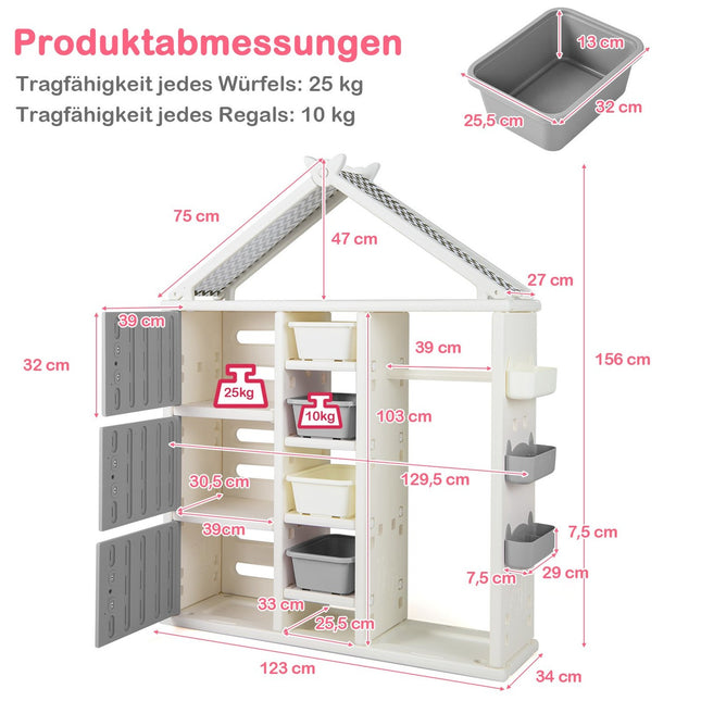 Children's House-Shaped Wardrobe with Clothes Rail
