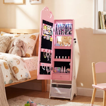 Children's Jewelry Cabinet with Mirror & LED Lighting