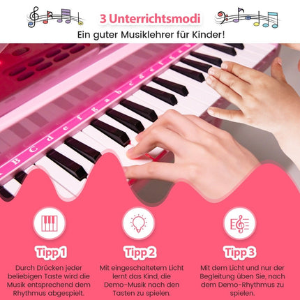 Children's Keyboard with 37 Keys & Stool Electronic Piano Keyboard 47 x 37 x 70 cm Pink