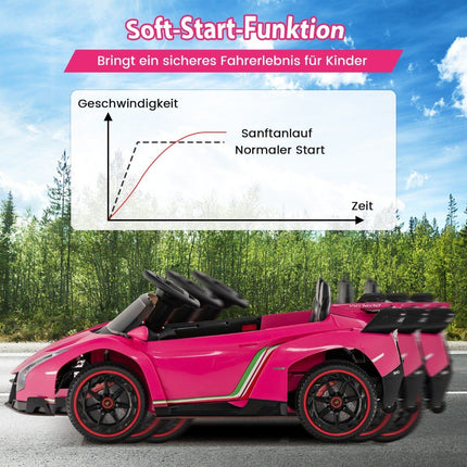 Children's Lamborghini electric car with remote control & LED headlights & horn & music children's car pink
