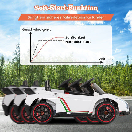 Children's Lamborghini electric car with remote control & LED headlights & horn & music white