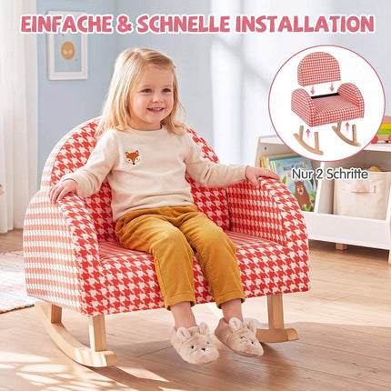 Children's Orange Rocking Chair with Teddy Velvet Fabric