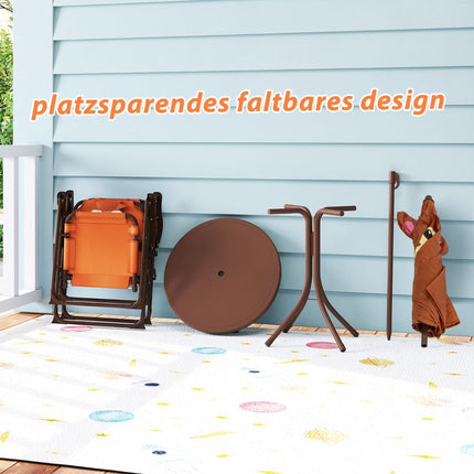 Children's Outdoor Picnic Set with Umbrella and 2 Chairs