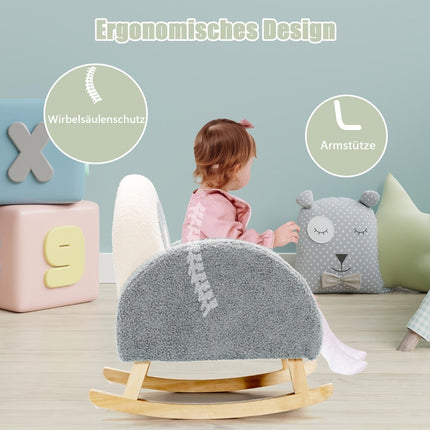 Children's Padded Rocking Chair with Solid Wood Legs Gray