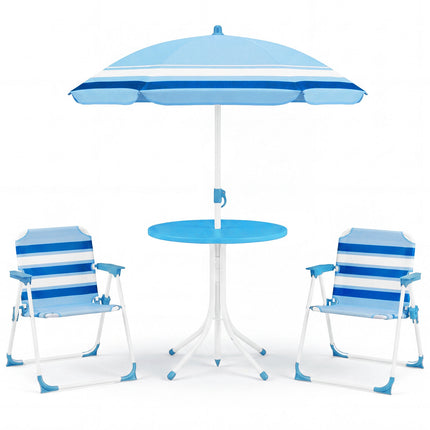 Children's Picnic Table Set with Adjustable Parasol, Blue