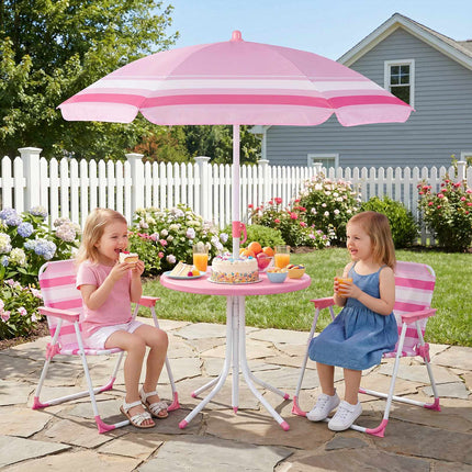 Children's Picnic Table Set with Adjustable Parasol, Red