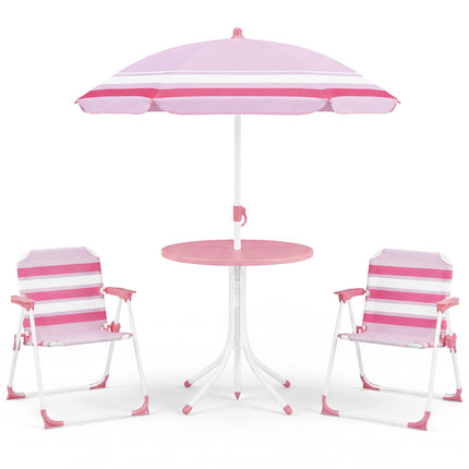 Children's Picnic Table Set with Adjustable Parasol, Red