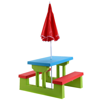 Children's Picnic Table Set with Umbrella, 4 Seats