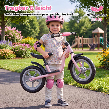Children's Pink Balance Bike, Adjustable Saddle & Handlebars