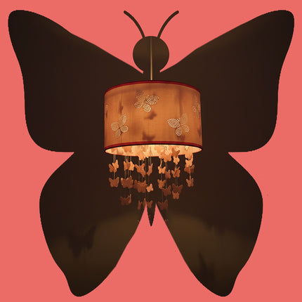Children's Pink Butterfly Pendant Lamp with Mobile