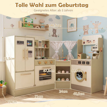 Children's Play Kitchen Set with Faucet & Dishwasher