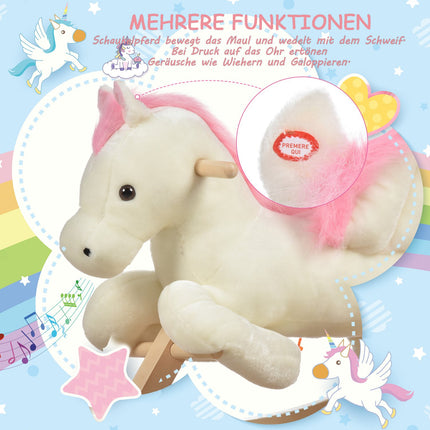 Plush rocking horse with sound and handle, 18-36 months