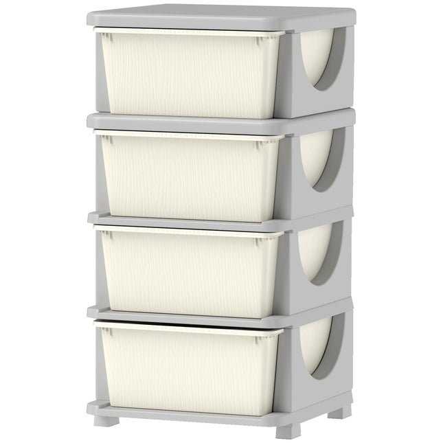 Toy storage, 4 tier cream white drawers