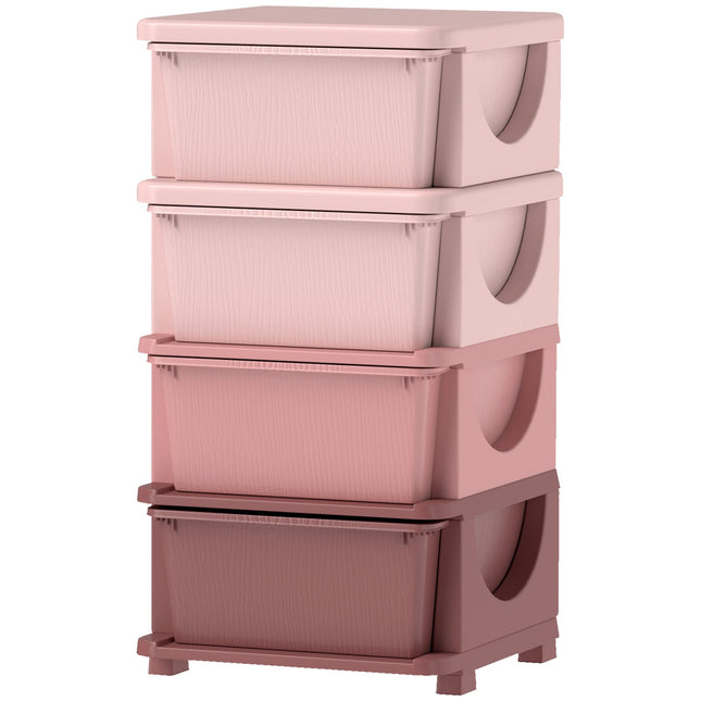 Kids Room 4 Tier Toy Organizer - Pink Storage Box