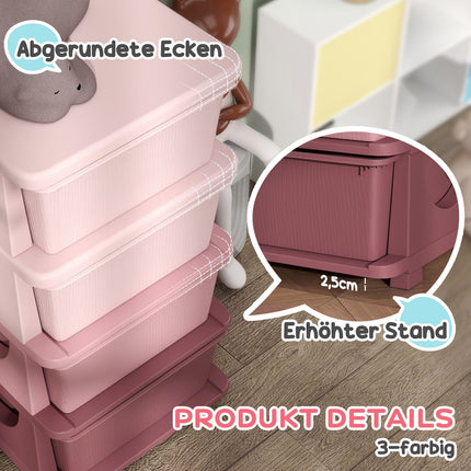 Kids Room 4 Tier Toy Organizer - Pink Storage Box
