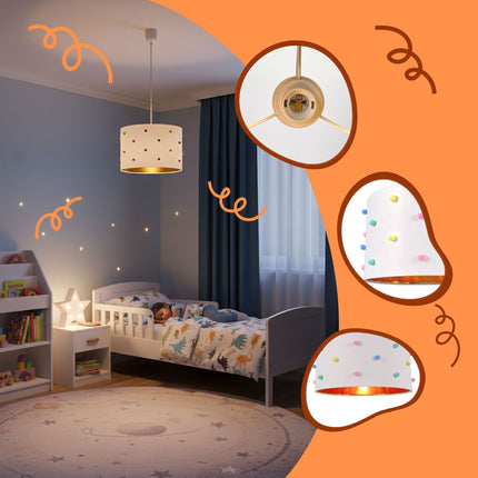 Children's Room Lamp with Colorful Pom Poms
