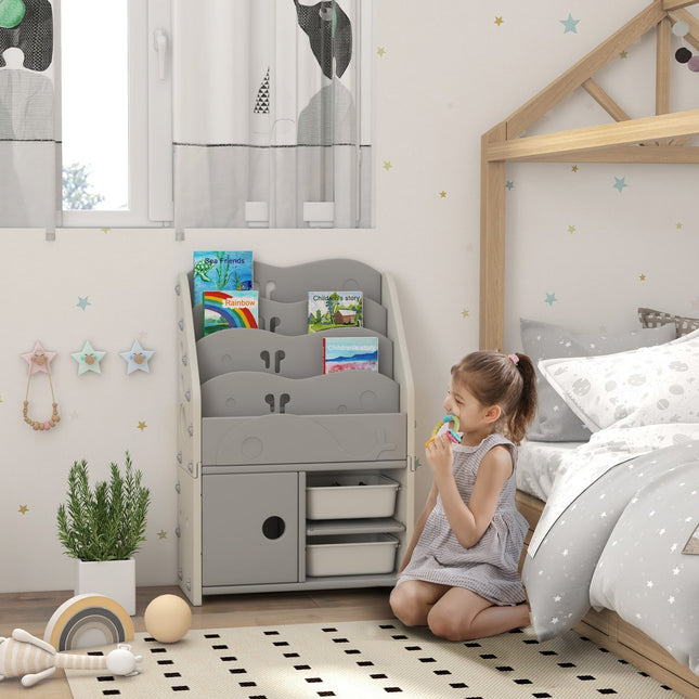 Children's shelf with 2 storage drawers - 4-tier organizer