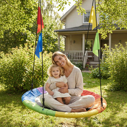 Children's Round Nest Swing with Bunting