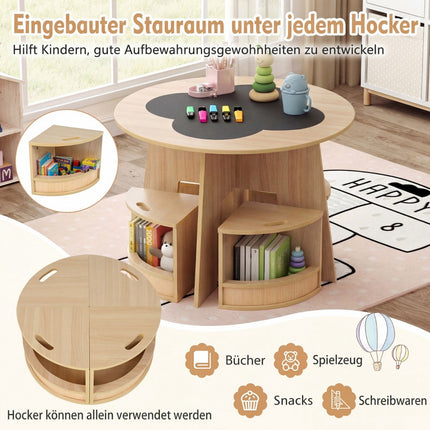Children's Round Table and Chair Set with Storage