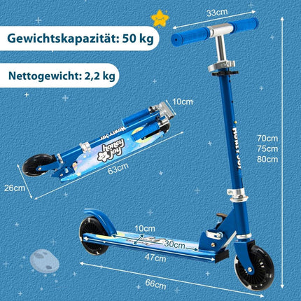 Children's Scooter 2 Wheel Kick Scooter with Flashing Wheels Stand and Cruise Toddler Toy