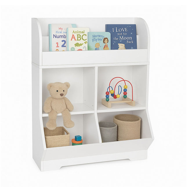 Children's Shelf with 4 Compartments and 2 Book Shelves